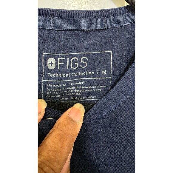 Figs Navy Blue Men's Scrub Top Aya Healthcare Logo Short Sleeve Size M Lightweig - Picture 8 of 8